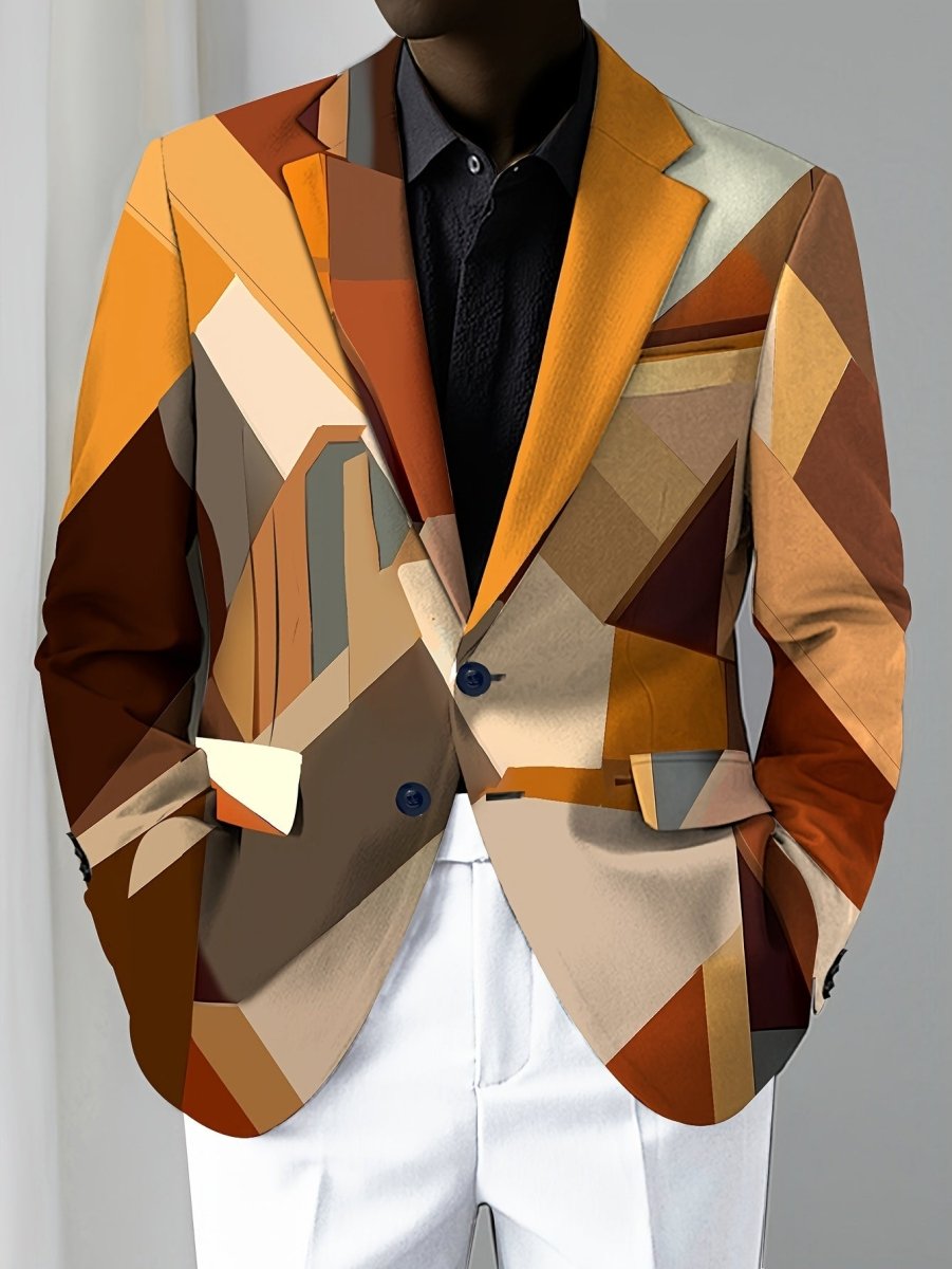 Men's pumpkin orange casual blazer by SHOWLU FASHION STORE, trendy skinny fit blazer with lapel for young adults' Halloween style.