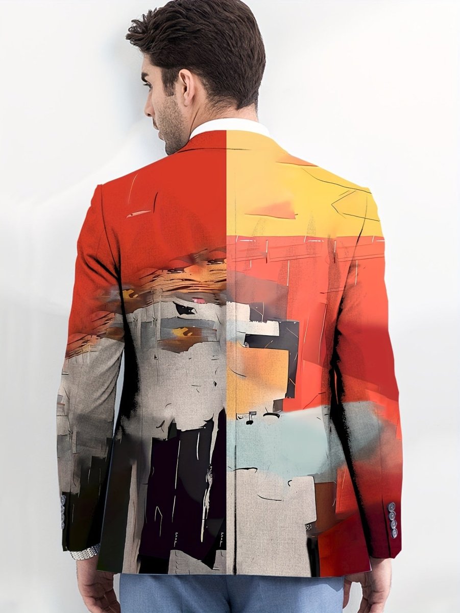 Men's pumpkin orange casual blazer by SHOWLU FASHION STORE, trendy skinny fit blazer with lapel for young adults.