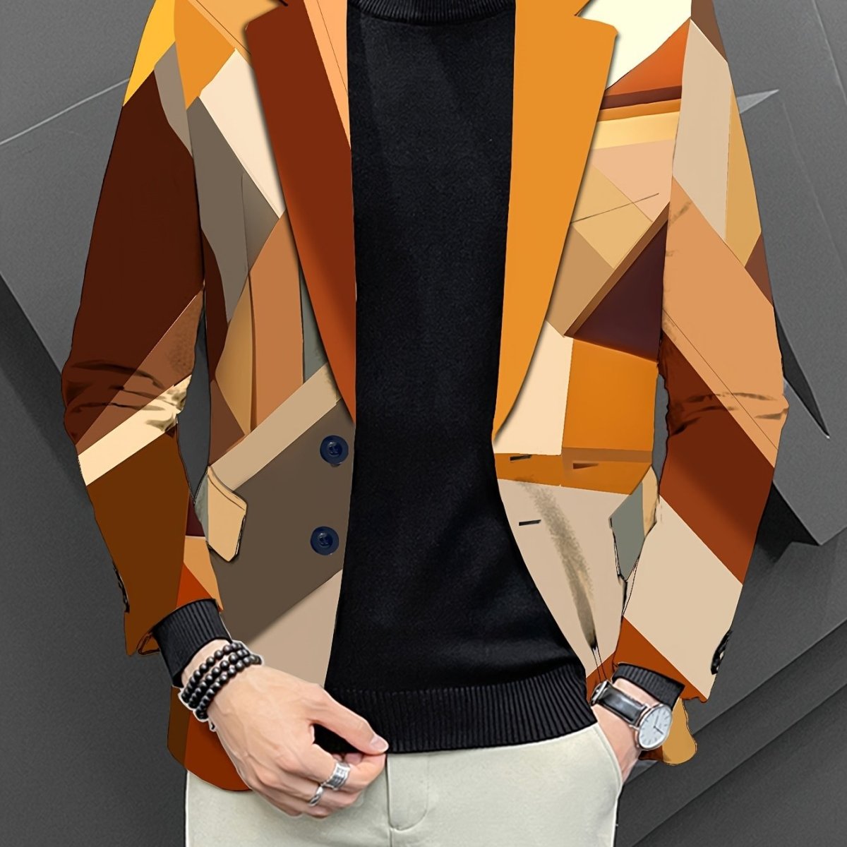 Men's pumpkin orange casual blazer by SHOWLU FASHION STORE featuring trendy skinny fit lapel jacket for young adults.