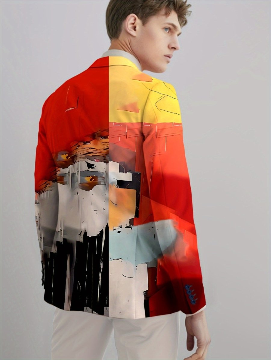Men's pumpkin orange casual blazer by SHOWLU FASHION STORE, trendy skinny fit blazer with lapel for young adults.