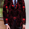Men's skull print blazer by SHOWLU FASHION, casual slim fit suit jacket with stylish skull design for parties and dinners.