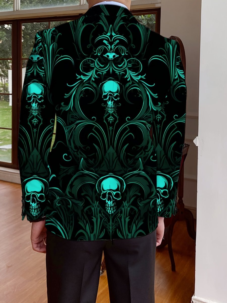 SHOWLU FASHION men's skull print blazer, casual slim fit suit jacket with stylish design, ideal for parties and dinners.