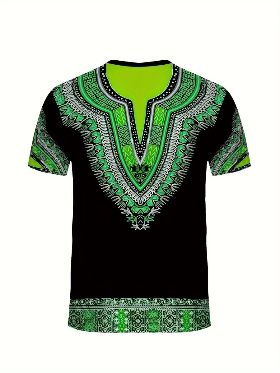 SHOWLU FASHION men's ethnic paisley print 3D graphic polyester tee, short sleeve, round neck, casual wear for daily leisure.