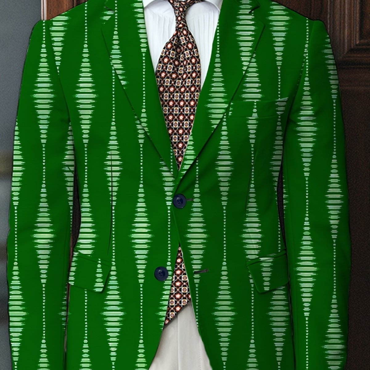 Men's striped casual blazer by SHOWLU FASHION STORE, regular fit suit jacket with lapel, polyester-elastane blend, suitable for all seasons.