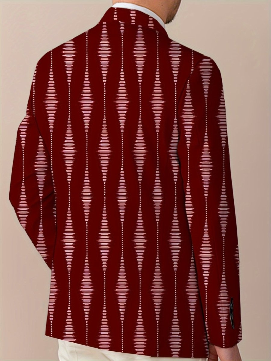 Men's striped casual blazer by SHOWLU FASHION STORE, regular fit suit jacket with lapel, polyester-elastane fabric, suitable for all seasons.
