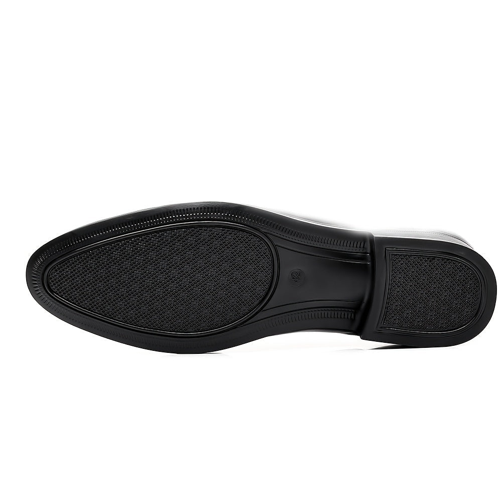 Men's SHOWLU striped pointed-toe loafers with slip-on design, rubber sole, and stylish all-season casual dress shoe footwear.