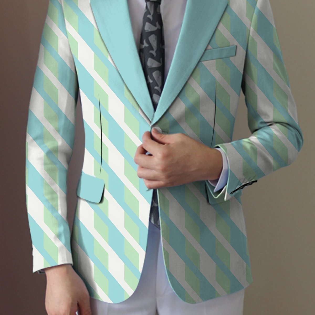 SHOWLU men's casual print suit jacket with lapel collar, button details, regular fit, polyester fabric, versatile all-season blazer