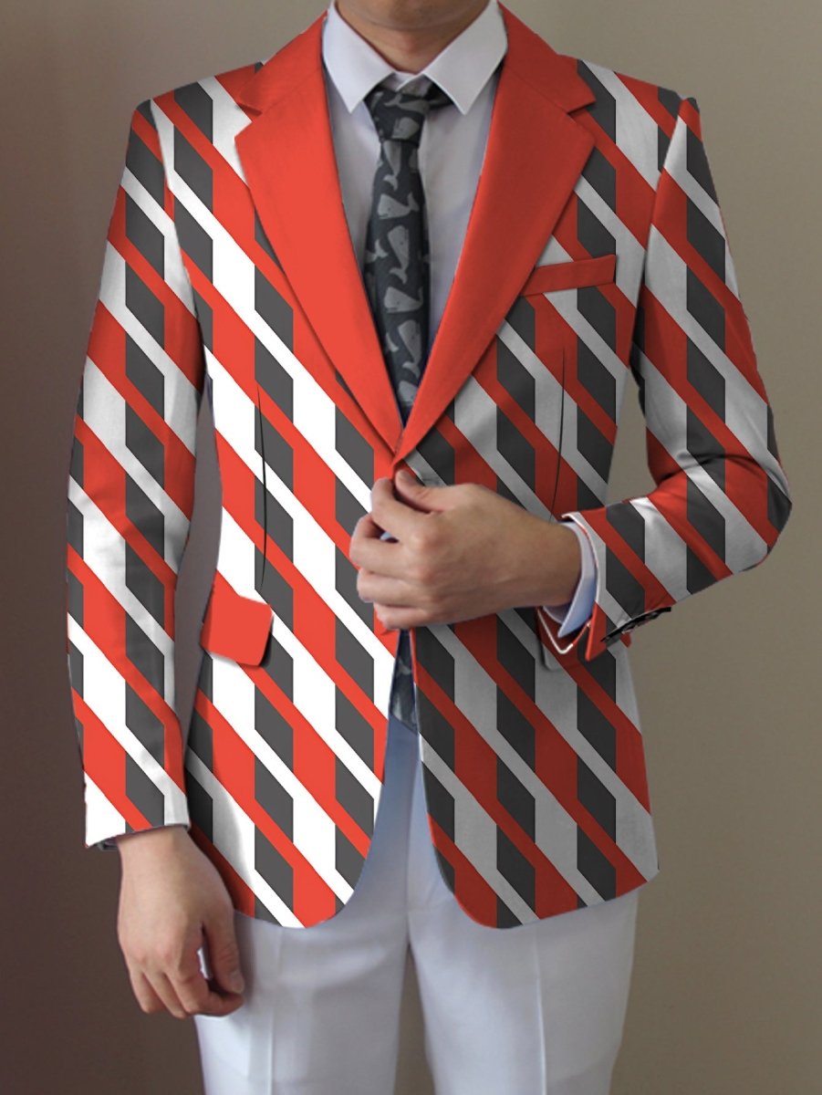 SHOWLU men's casual print suit jacket with lapel collar, button details, regular fit, polyester fabric, suitable for all seasons.