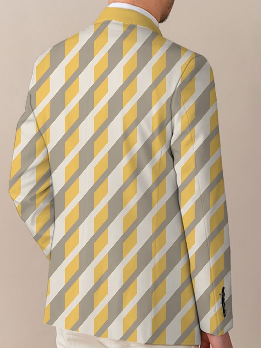 SHOWLU Men's casual print suit jacket with lapel collar, polyester fabric, button details, regular fit, suitable for all seasons.