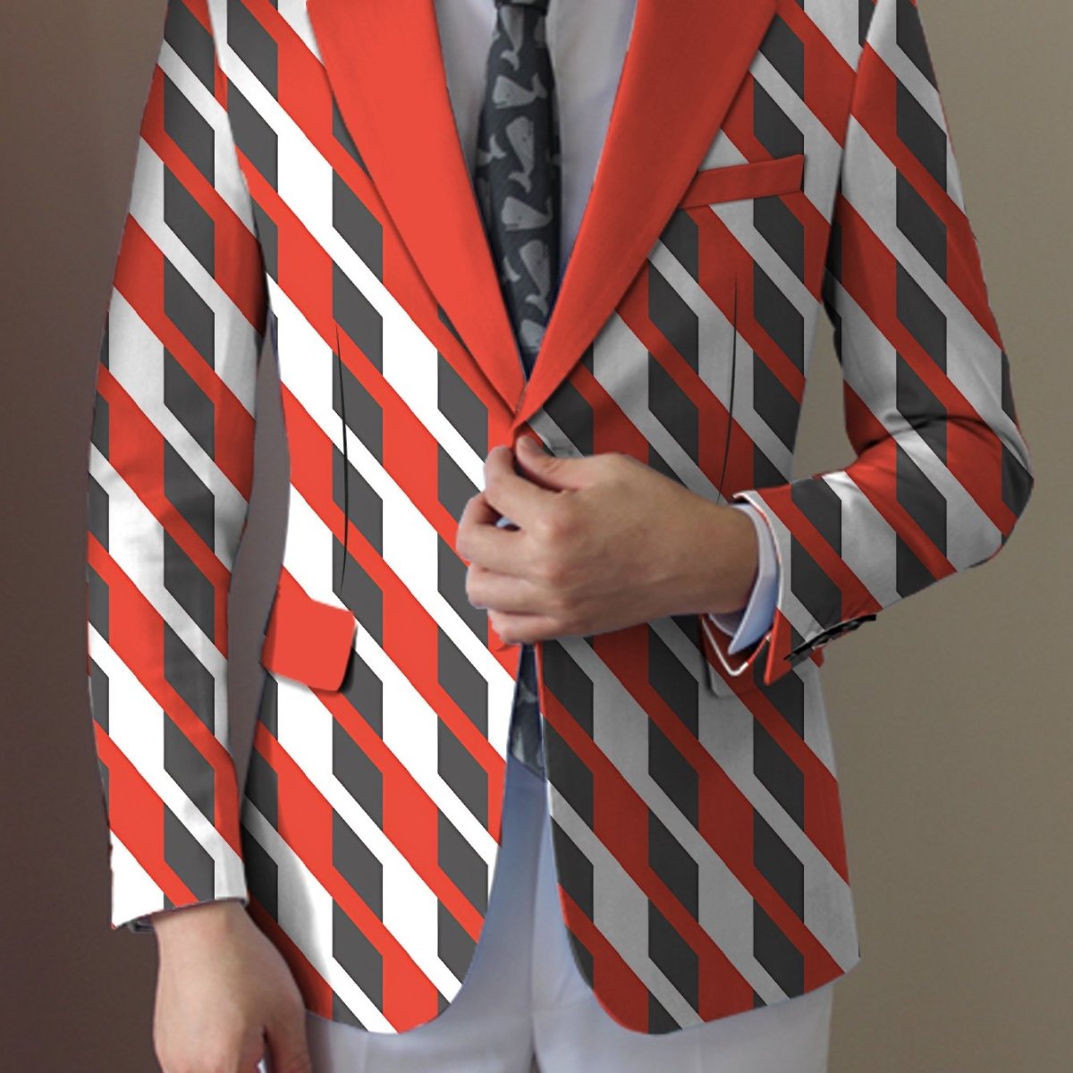 SHOWLU Men's casual print suit jacket with lapel collar, button details, slim fit, polyester fabric, suitable for all-season wear.
