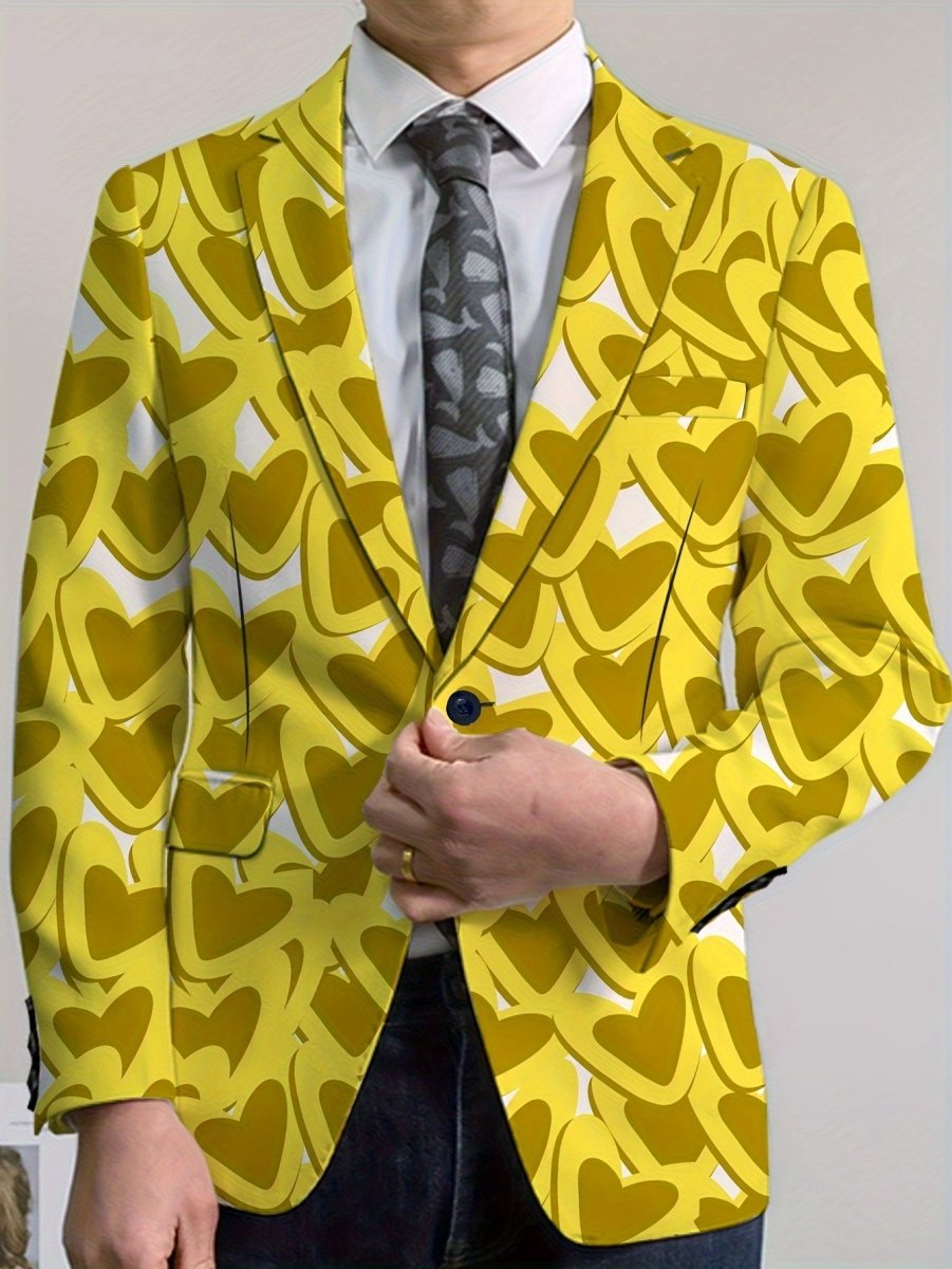 SHOWLU men's classic solid color blazer with casual stretch lapel, polyester-elastane fabric, button detail, suitable for all seasons.