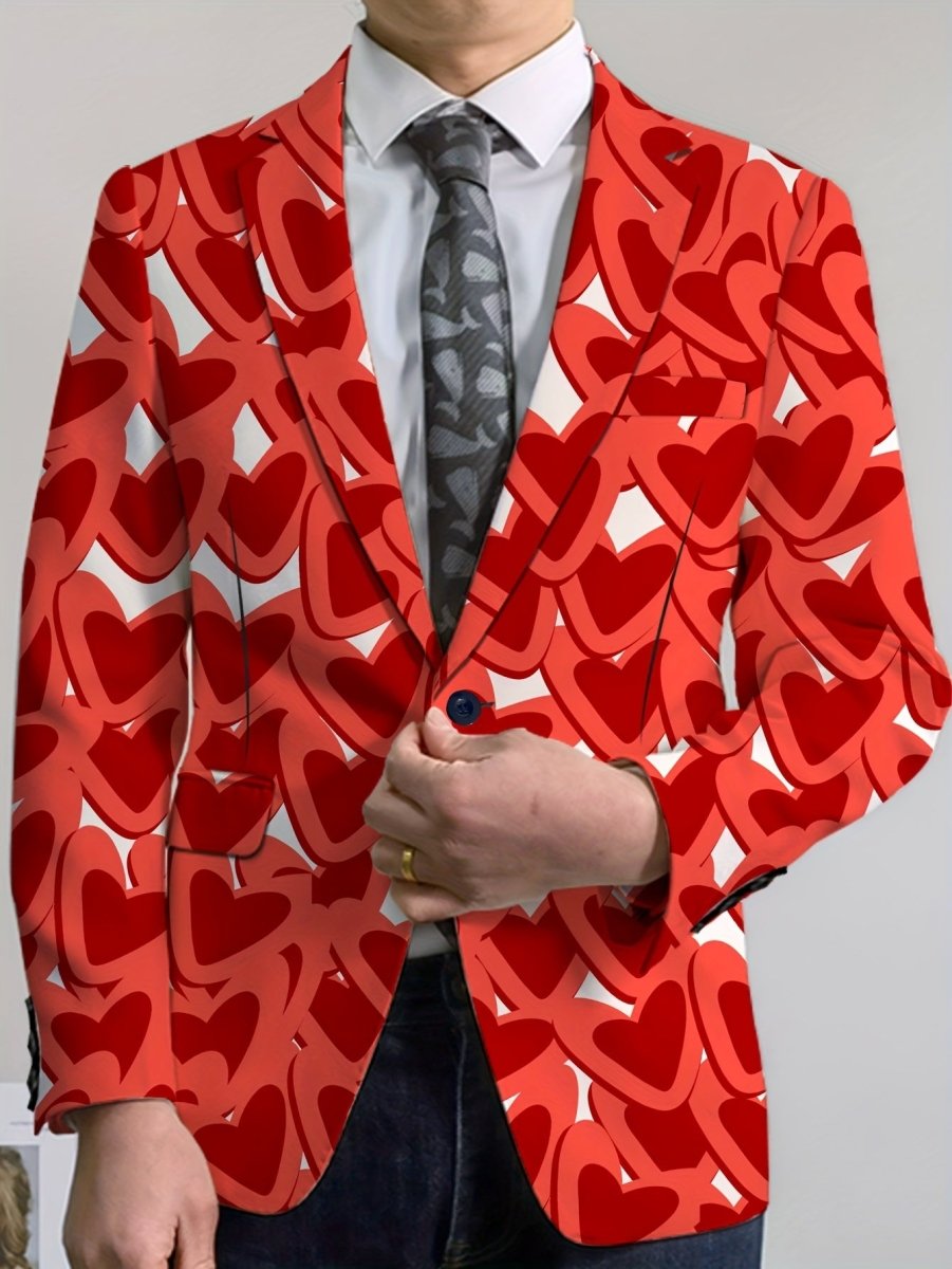 Men's SHOWLU classic solid color blazer with casual stretch lapel, polyester-elastane fabric, button detail, suitable for all seasons.