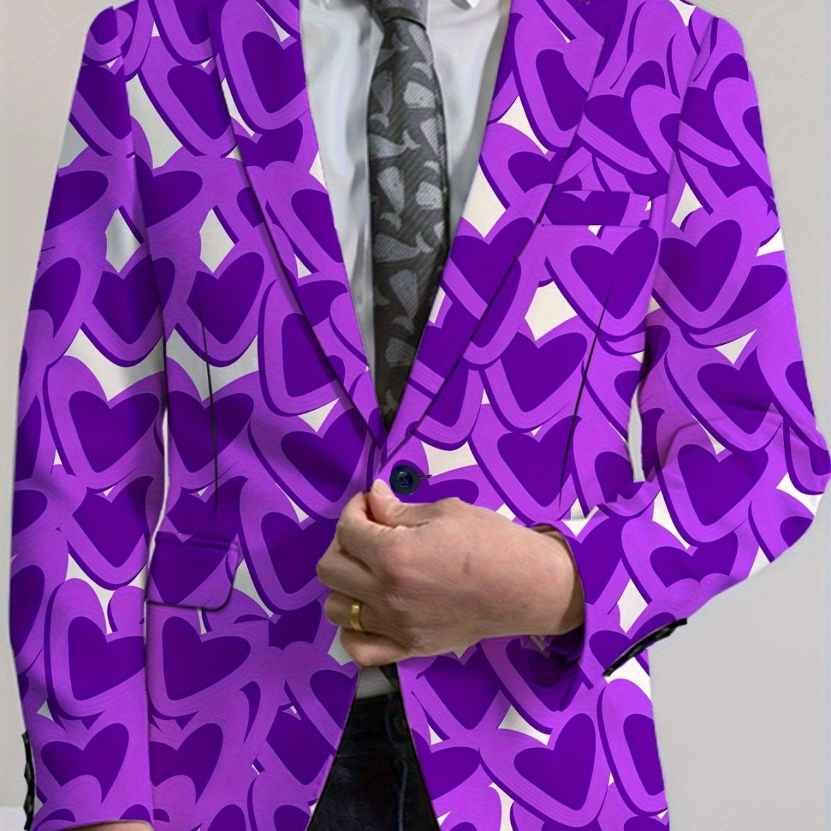 Men's SHOWLU classic solid color blazer with casual stretch fabric, lapel collar, button details, suitable for all seasons.