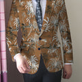 Men's SHOWLU coconut tree print blazer with lapel, button closure, regular fit, suitable for all seasons, stylish suit jacket.