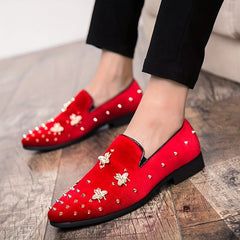 Men's Corduroy Oxfords - Low Top Dress Shoes, Slip - on Design, PU Lining, Rubber Sole for Comfortable Fit - SHOWLU FASHION STORE