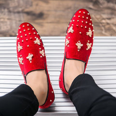 Men's Corduroy Oxfords - Low Top Dress Shoes, Slip - on Design, PU Lining, Rubber Sole for Comfortable Fit - SHOWLU FASHION STORE
