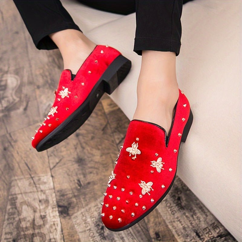 Men's SHOWLU corduroy Oxford slip-on shoes with rubber soles and PU lining, low-top dress shoes for a comfortable fit