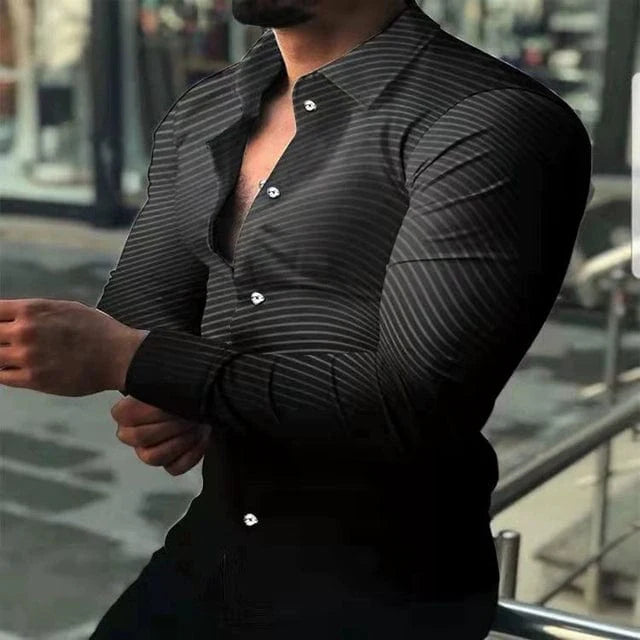 Men's digital print button-up cardigan with long sleeves, featuring a stylish pattern, from SHOWLU FASHION STORE.