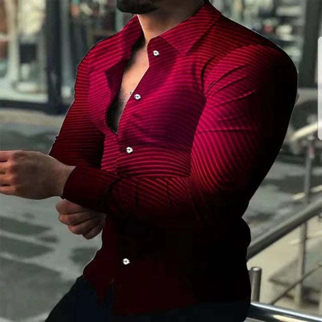 Men's digital print button-up cardigan with long sleeves from SHOWLU FASHION STORE, featuring a stylish printed design.