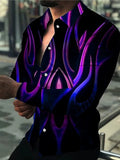 Men's digital print button-up cardigan with long sleeves, casual loose fit, from SHOWLU FASHION STORE.