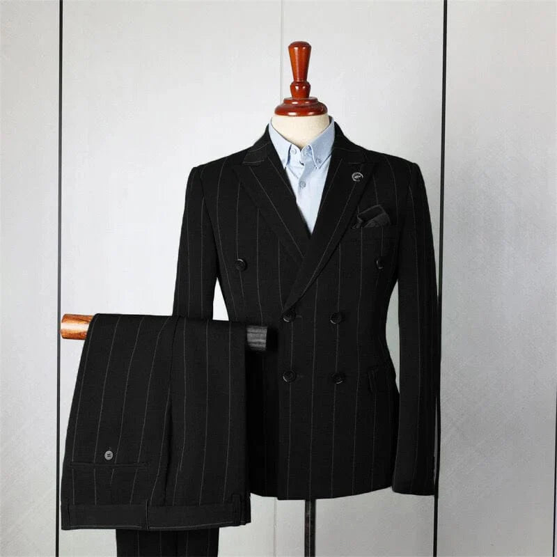iLoveWedding men's double-breasted tuxedo suit set with blazer and trousers, formal evening wear for weddings and special occasions