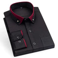 Men's black slim fit dress shirt with double collar, long sleeves, formal non-iron business top by SHOWLU FASHION STORE