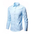 SHOWLU men's slim fit long sleeve shirt with anti-wrinkle fabric, breathable and smart casual for business or casual wear.