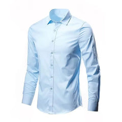Men's Elastic Spring And Autumn New long Sleeve Shirt Anti - wrinkle Free ironing Business Comfort Fashion Breathable Slim - SHOWLU FASHION STORE