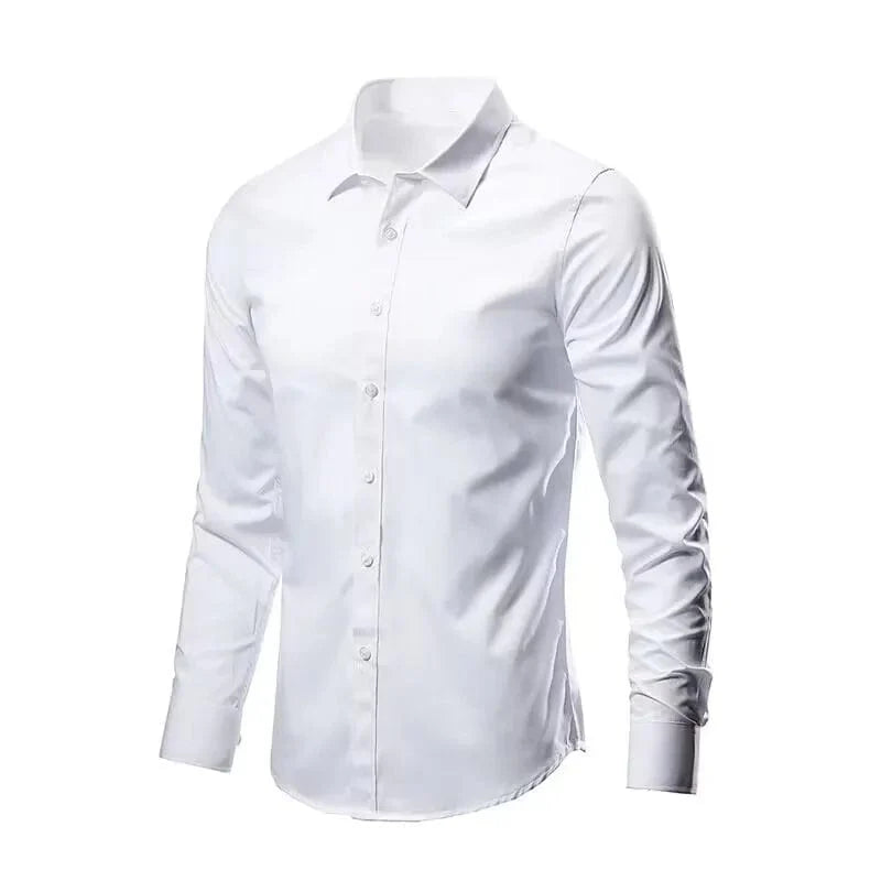 SHOWLU men's slim fit long sleeve shirt with breathable fabric, anti-wrinkle, smart casual style, suitable for business and casual wear.
