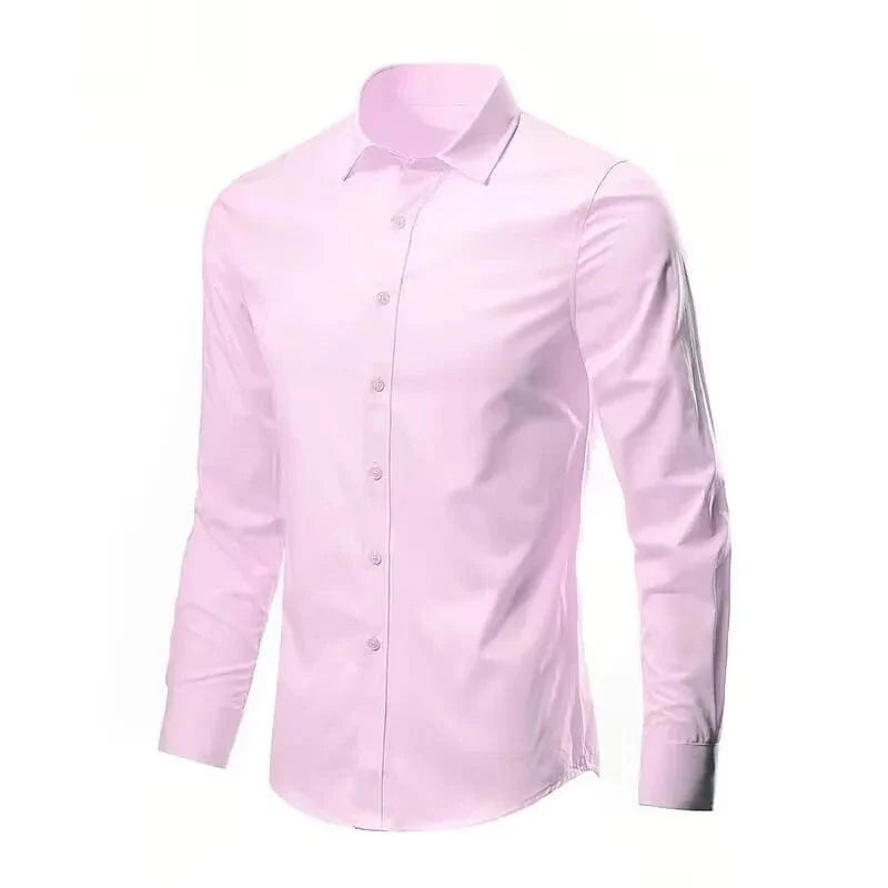 SHOWLU Men's slim fit long sleeve shirt, breathable, anti-wrinkle, smart casual style with a comfortable, modern design.