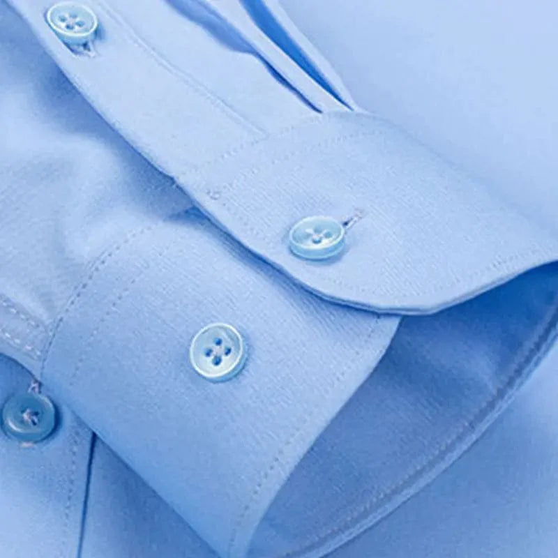 Men's SHOWLU slim fit long sleeve shirt, breathable anti-wrinkle casual business shirt with elastic spring and autumn style