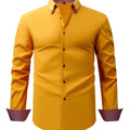 Men's plaid contrast collar long-sleeve shirt by SHOWLU FASHION STORE, stylish business casual shirt with stretch fabric and easy care.
