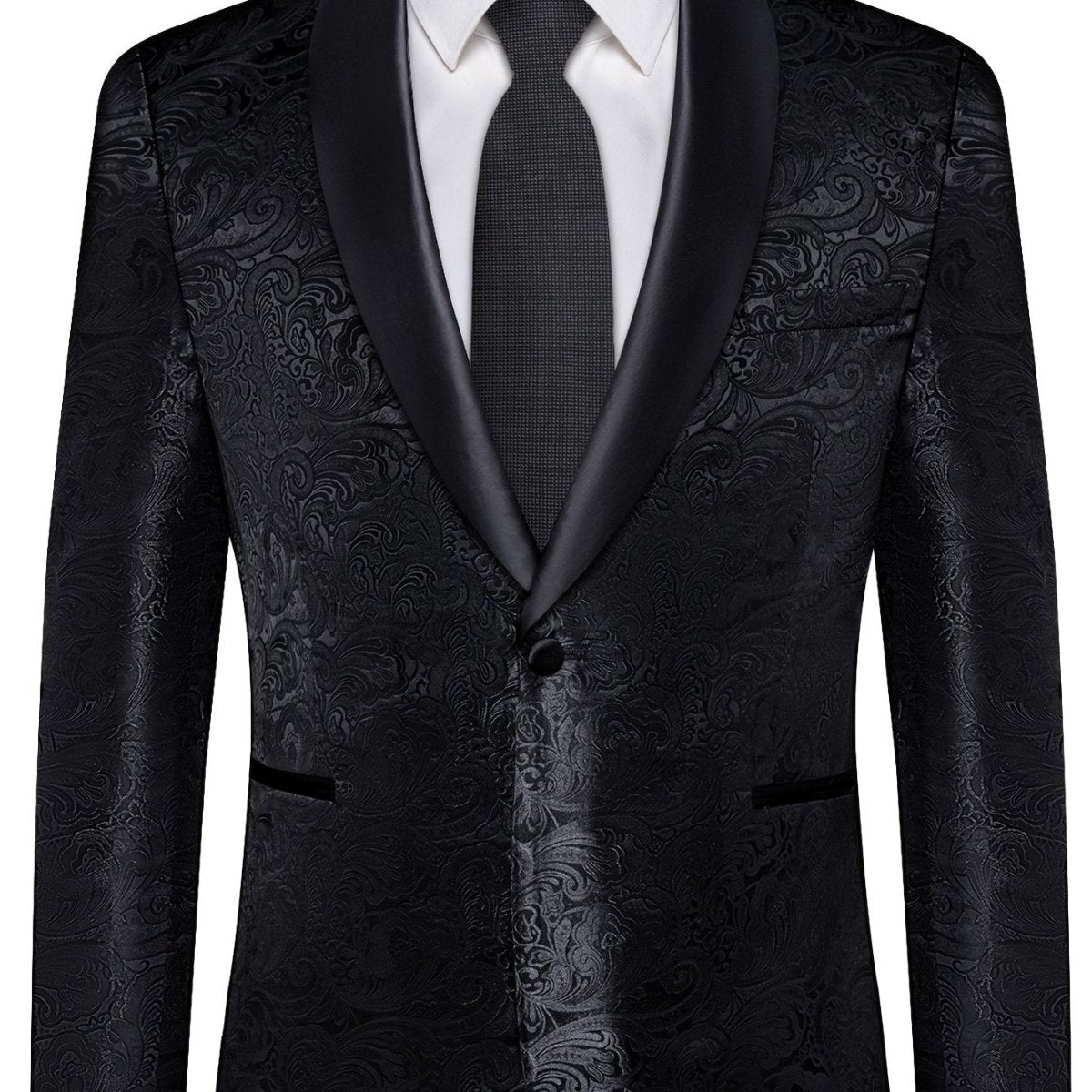 Men's Paisley Suit Set by SHOWLU FASHION, 4-piece slim fit tuxedo with tie and cufflinks, all-season wedding and prom attire.