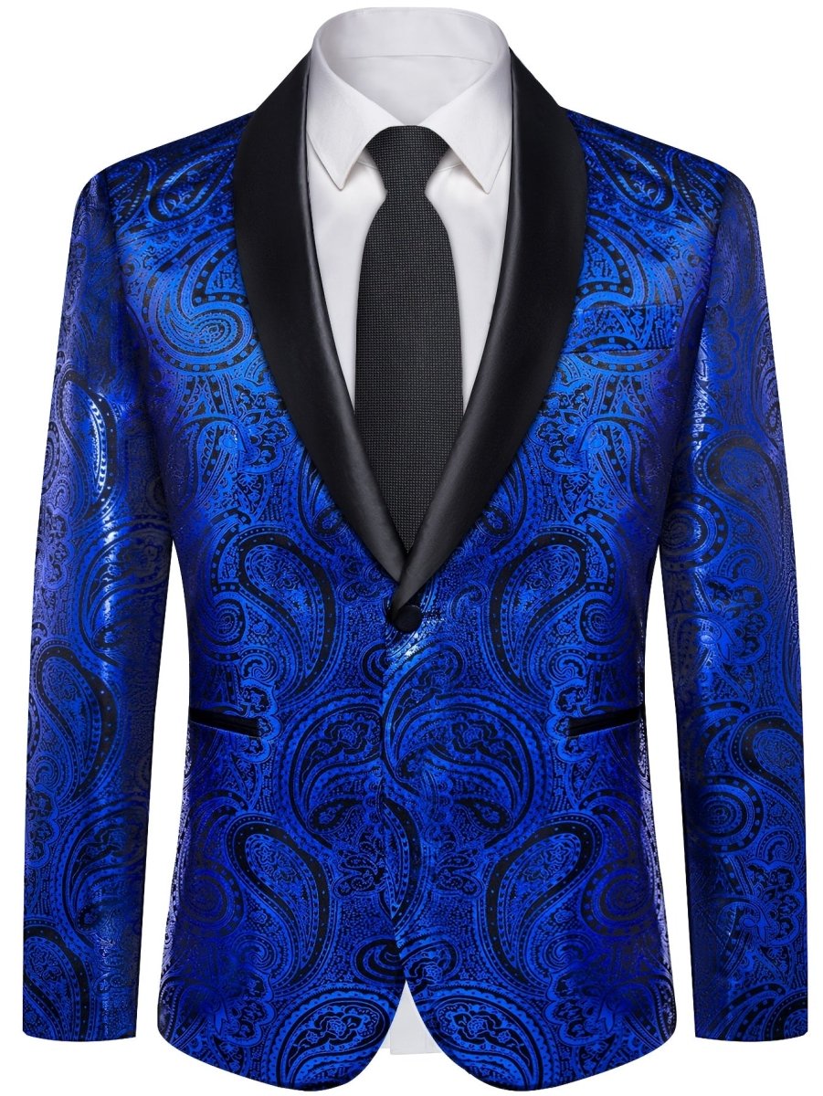 Men's paisley suit set by SHOWLU FASHION, includes tuxedo jacket, tie, and cufflinks, slim fit, all-season polyester fabric.