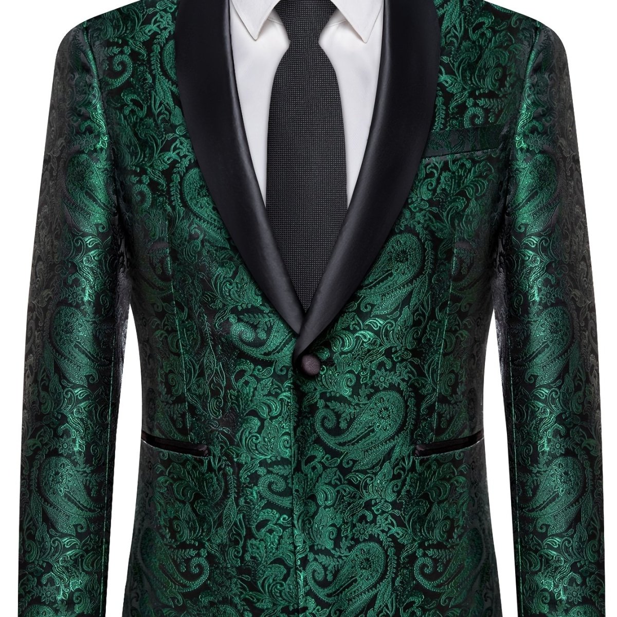 Men's paisley suit set by SHOWLU FASHION with tie and cufflinks, slim fit wedding tuxedo, polyester fabric, lapel collar, all-season style
