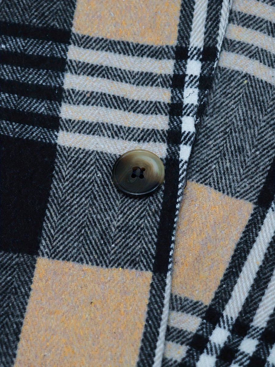 SHOWLU Men's plaid overcoat, British style, mid-length warm coat with pockets, polyester blend for fall and winter fashion.