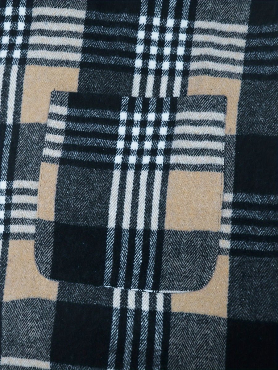 Men's plaid overcoat by SHOWLU FASHION STORE, mid-length British style warm coat with pockets, polyester blend for fall and winter wear.