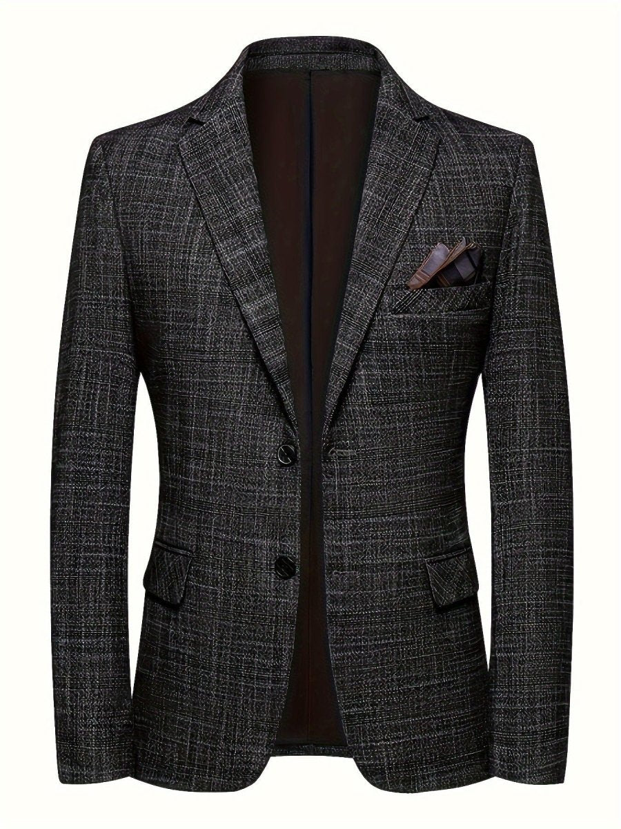 Showlu Men's single-breasted marble blazer with notch lapels, tailored fit, suitable for business and casual wear in spring and fall.