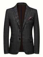 Men's Elegant Single Breasted Blazer Jacket, Regular Tailored Fit Suit Coat With Notch Lapels For Business And Daily Wear, Spring And Fall - SHOWLU FASHION STORE