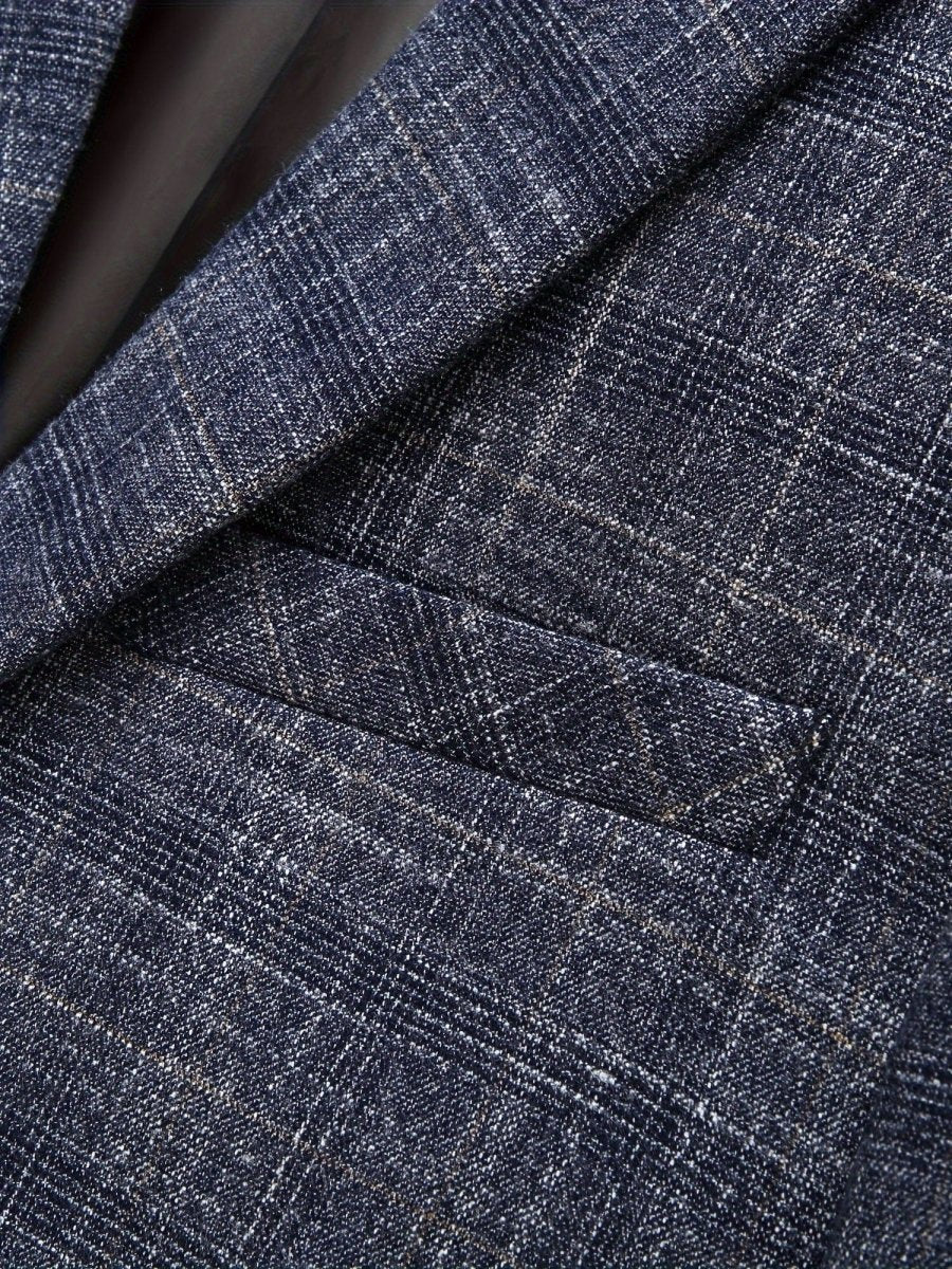 Showlu Men's single-breasted blazer jacket with notch lapels, tailored fit, suitable for business and casual wear, in a stylish marble pattern.