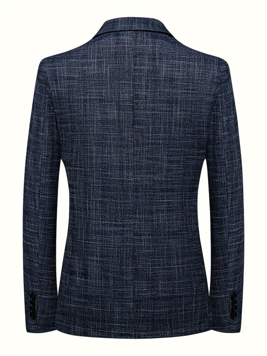 Showlu men's single-breasted blazer with notch lapels, tailored fit, suitable for business or casual wear in marble fabric.