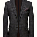 Showlu men's single-breasted blazer in marble fabric with notch lapels, tailored fit, suitable for business and casual wear.