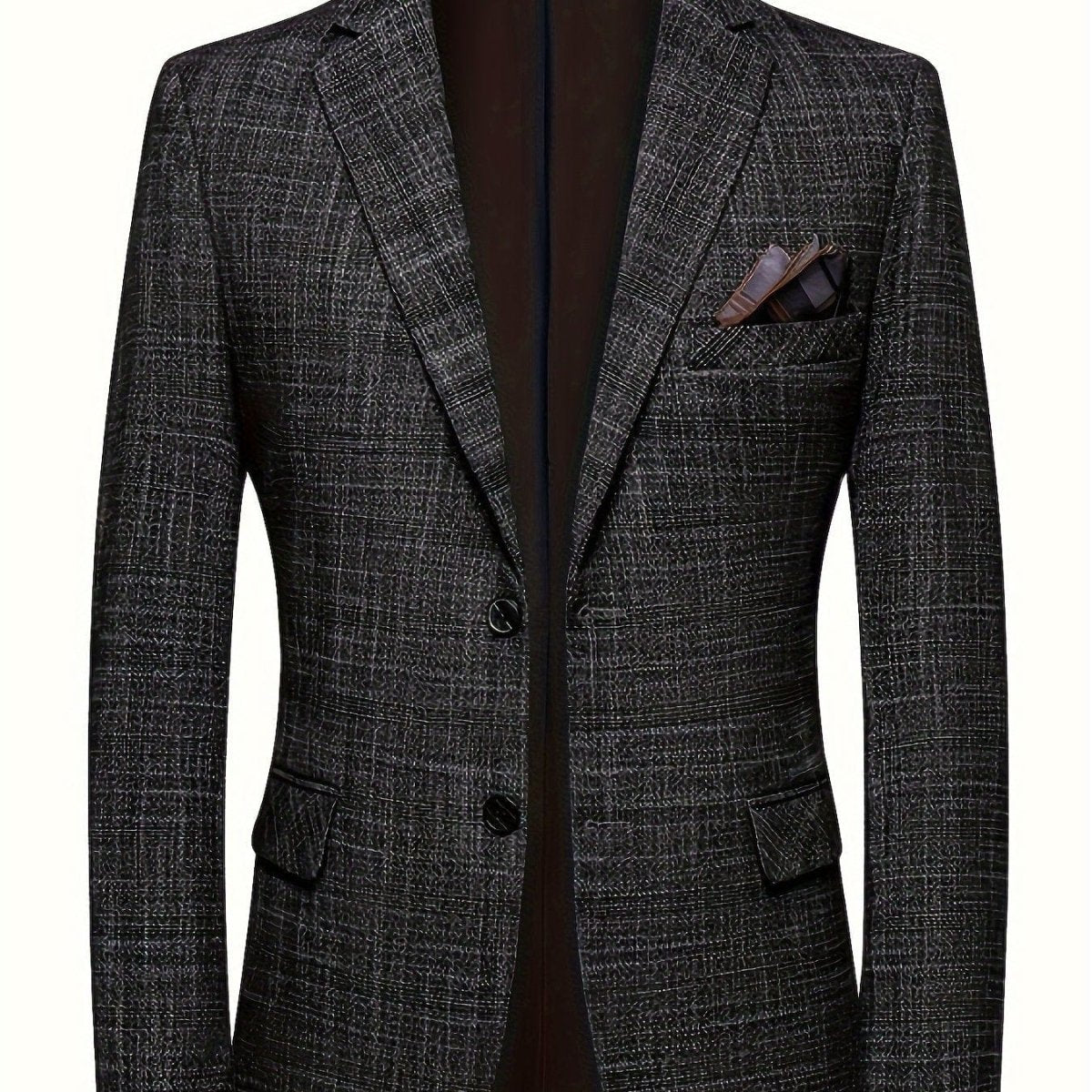 Showlu men's single-breasted blazer in marble fabric with notch lapels, tailored fit, suitable for business and casual wear.