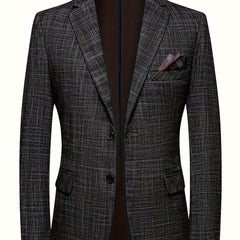 Men's Elegant Single Breasted Blazer Jacket, Regular Tailored Fit Suit Coat With Notch Lapels For Business And Daily Wear, Spring And Fall - SHOWLU FASHION STORE