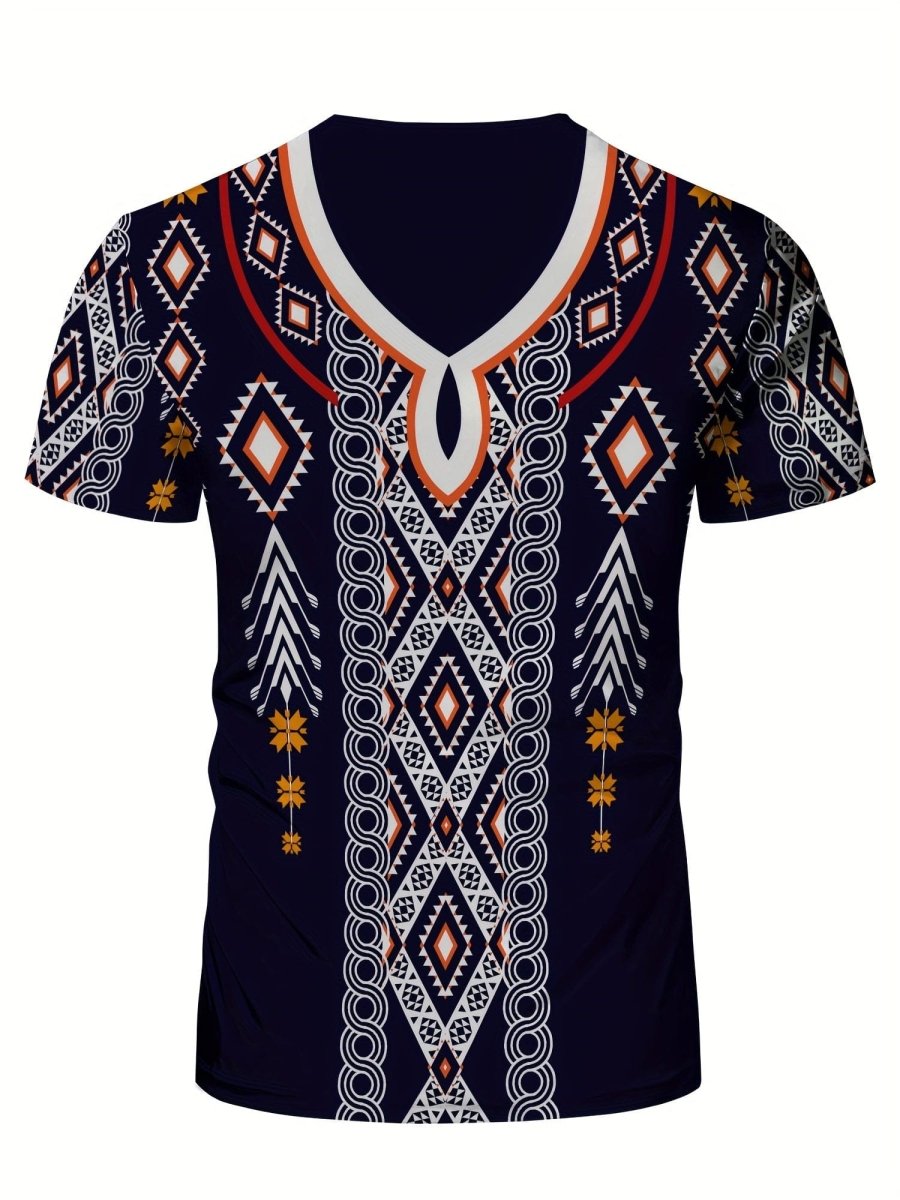 Men's ethnic style muscle fit compression T-shirt by SHOWLU FASHION STORE, breathable, high-elastic sport top for summer workouts.