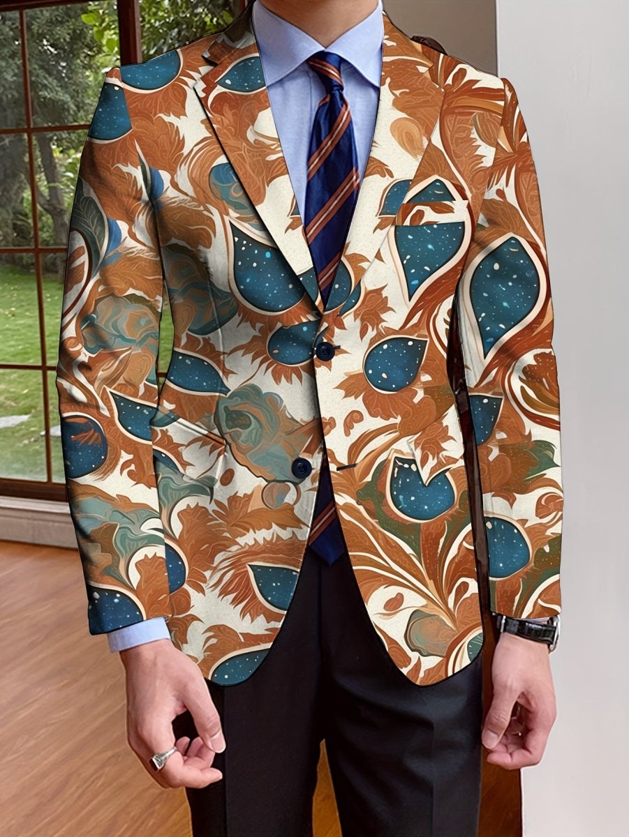 Mens floral blazer by SHOWLU FASHION, regular fit single-breasted jacket with long sleeves, solid color, suitable for all seasons.