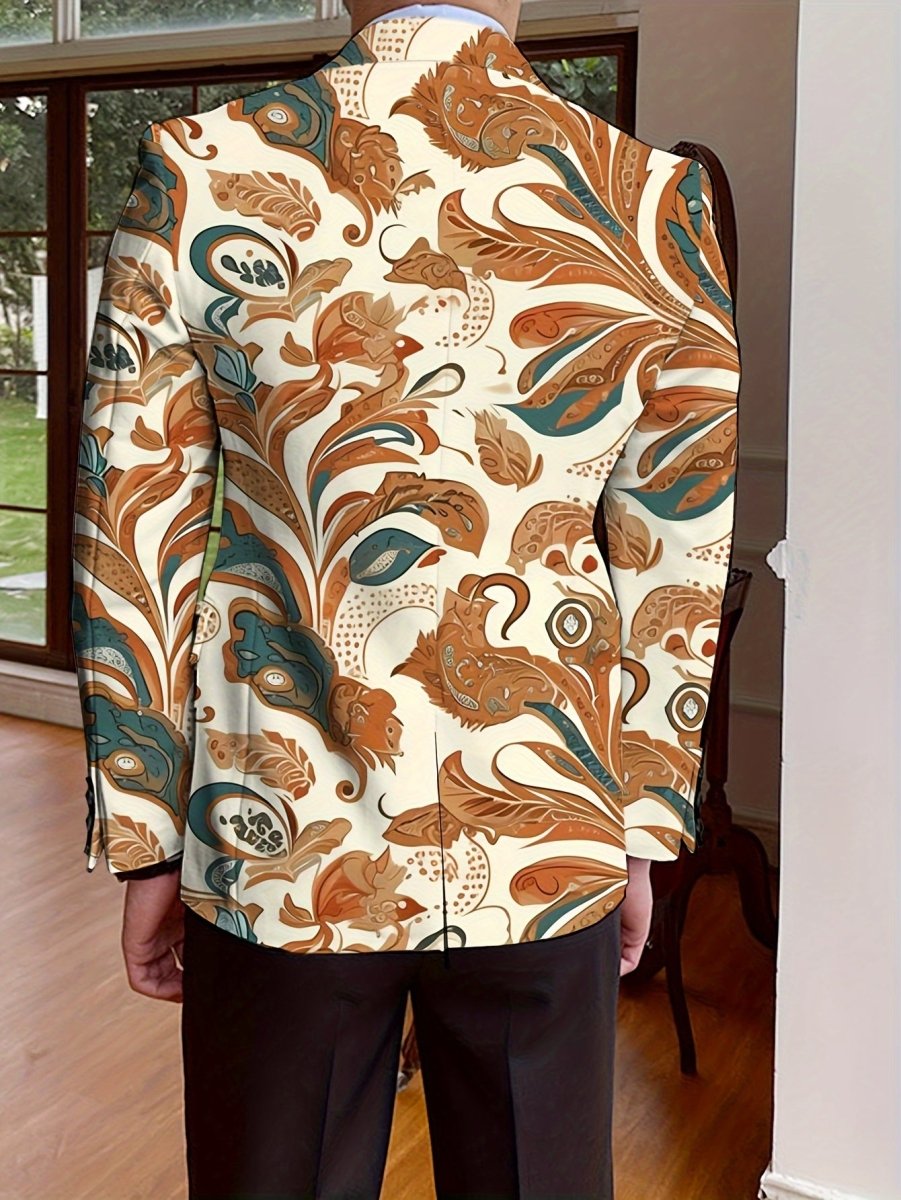 SHOWLU FASHION men's floral blazer with long sleeves, regular fit, single-breasted design, solid color, suitable for all seasons.