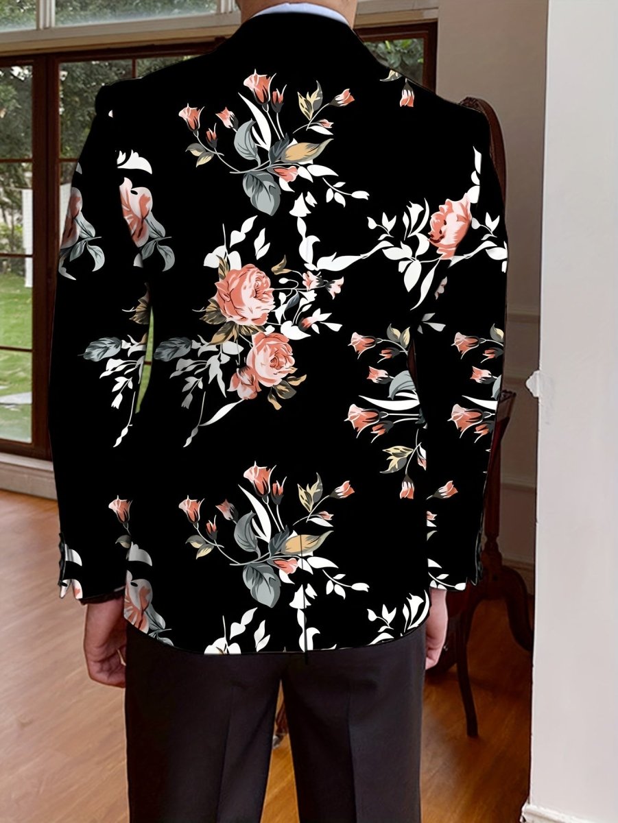 Men's floral blazer by SHOWLU FASHION, long-sleeve, single-breasted, regular fit with a solid color design for all seasons.