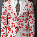 Men's floral pattern suit jacket by SHOWLU FASHION, casual blazer with lapel collar, button detail, all-season polyester fabric.