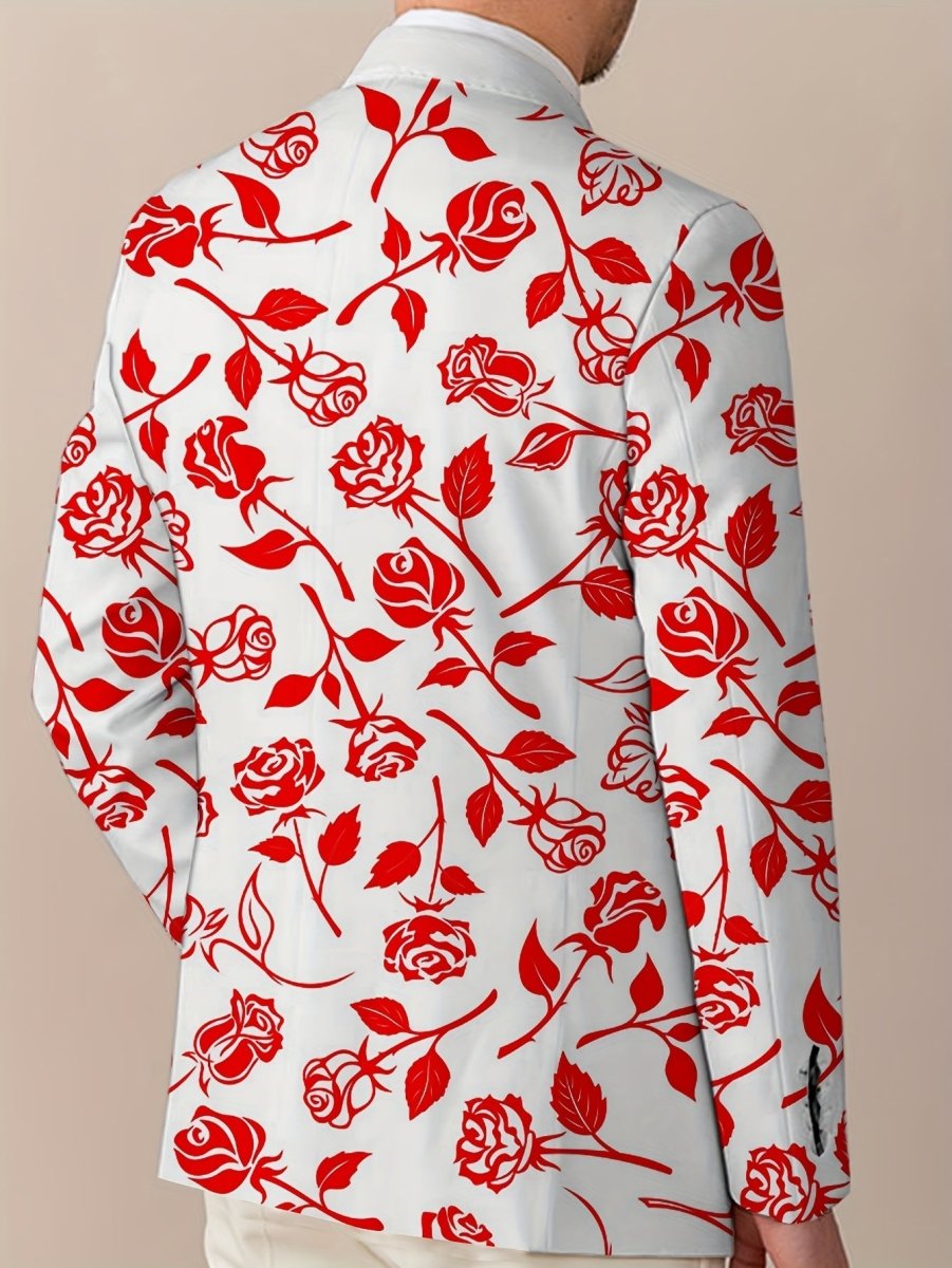 Men's floral pattern suit jacket by SHOWLU FASHION, casual blazer with lapel collar, button details, and all-season polyester fabric.